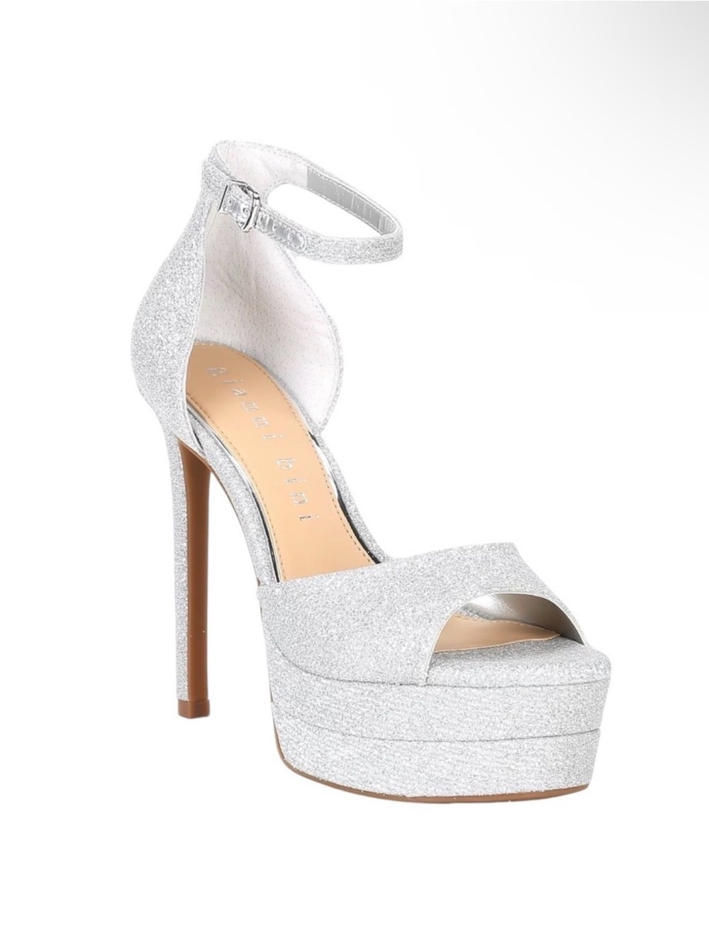 Gianni Bini Silver Glitter Ankle-Strap Heels